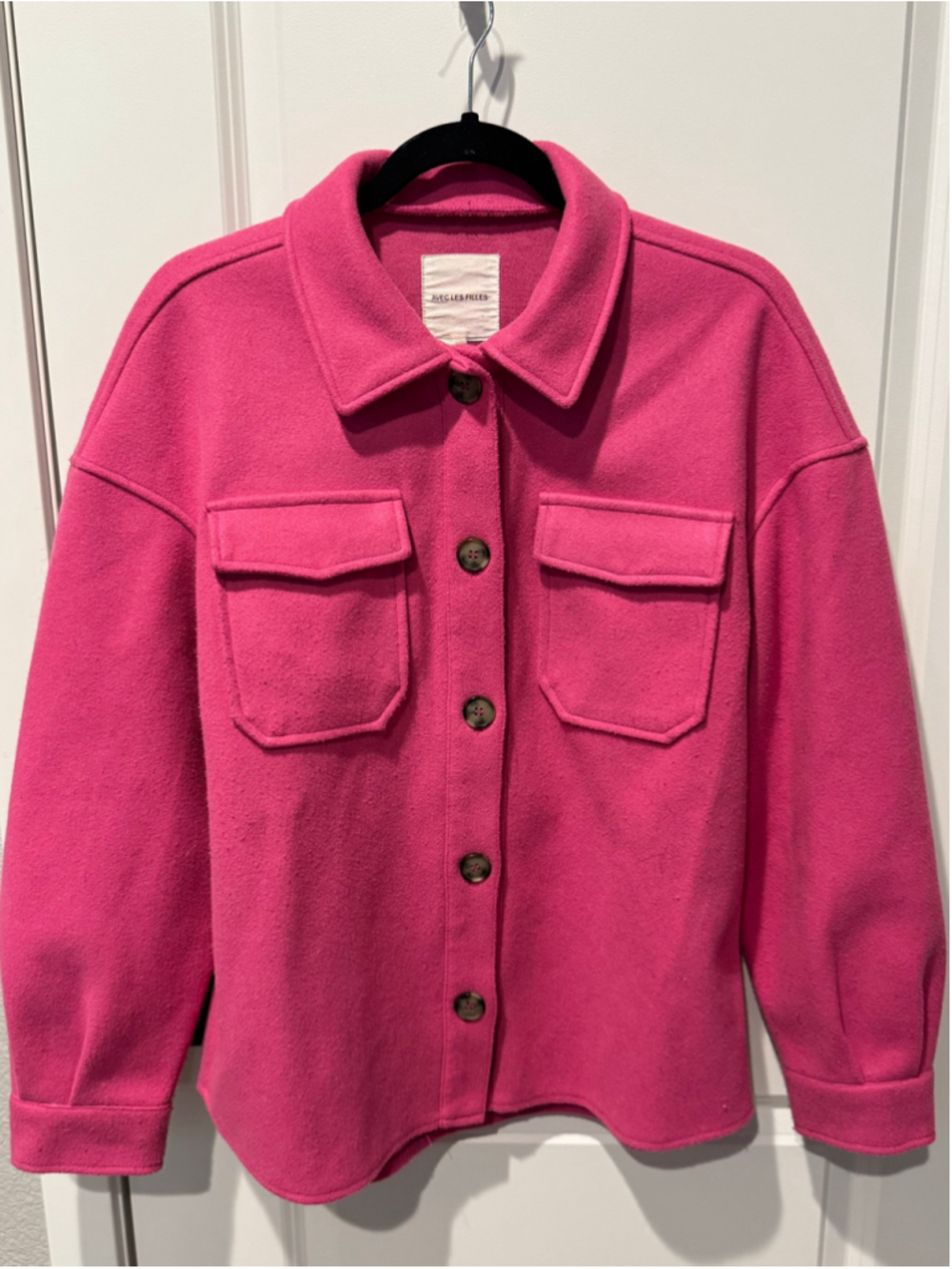 Women's Avec Les Filles Pink Wool Blend Shacket Jacket Size S
